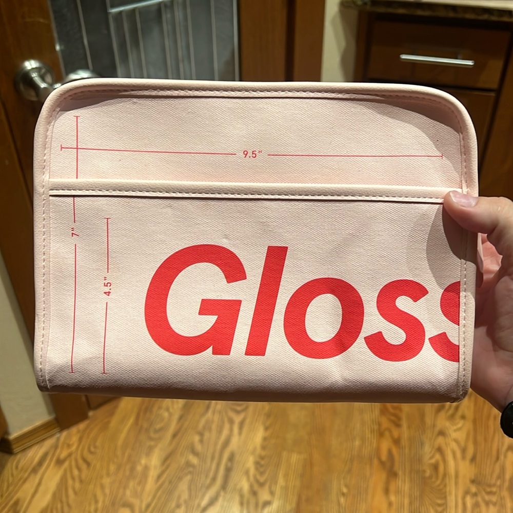 Glossier Beauty Bag. Larger size. Coated cotton.
